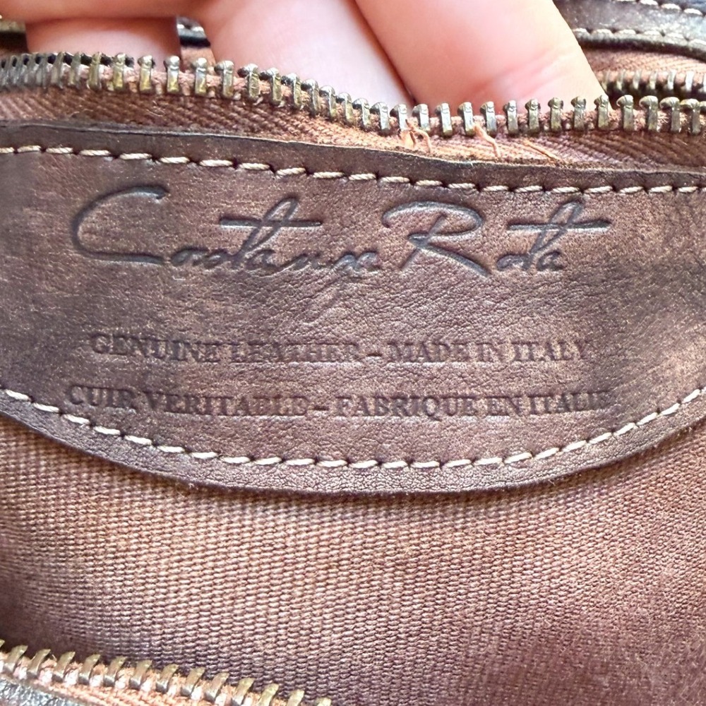 Costanza Rota Brown Woven Leather Satchel Bag Made in Italy Crossbody Boho - Picture 7 of 10